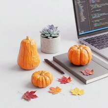 3pcs/Set, Resin Pumpkin Decor - Modern Geometric Autumn Sculpture, Suitable For Home, Office And Thanksgiving Celebration - Three-pumpkin Set - Orange - View 1