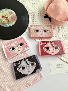 eyekan Ins Sweet Cool Girl Cartoon Contact Lens Case Multi-Piece Set, Portable Contact Lens Storage Box, Travel Contact Lens Container, Cute And Beautiful Contact Lens Set - View 8