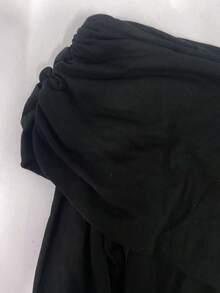 女款不對稱單肩長袖T恤 時尚通勤內搭修身層搭外穿上衣 辣妹風 黑色 - 黑色 - 查看 9