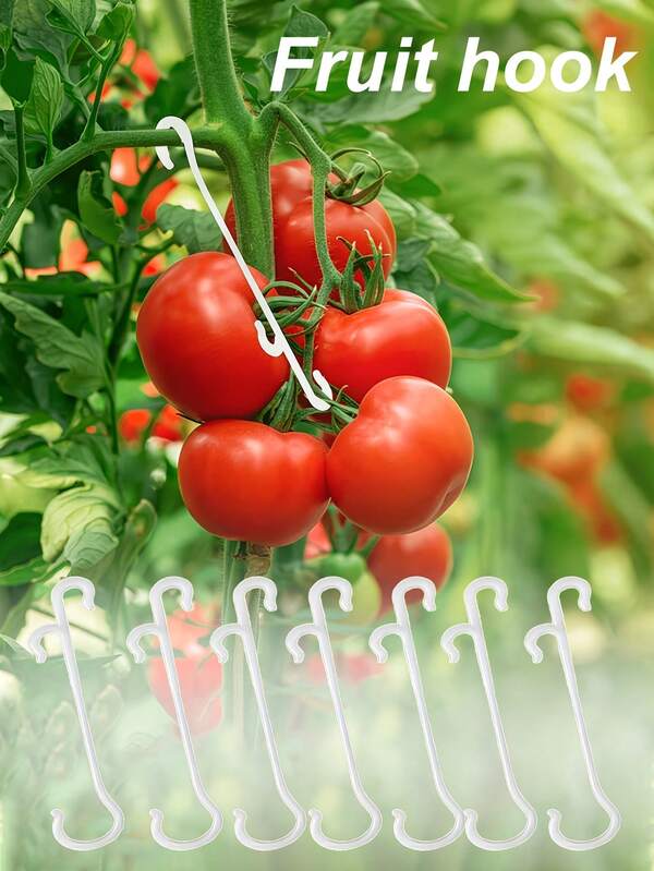Plastic Fruit Support Hook, Tomato Vegetable J-Shaped Hook, Tomato Trellis Hook, Used For Supporting Plants And Vegetables, Flower Pots, Planting Pots And Container Accessories