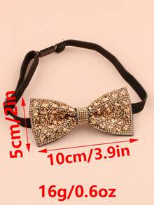1pc Fashionable Women's Luxury Sparkling Stage Evening Party Wedding Adjustable Bow Tie, Wedding Party Cocktail Banquet Host Suit Dress Accessory - A2711 - View 3