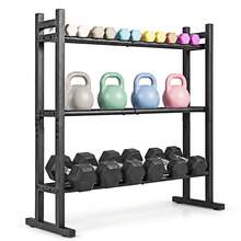 COSTWAY 3-Tier Dumbbell Rack, 529LB Capacity Heavy-Duty Adjustable Weight Rack Stand - Black - View 9