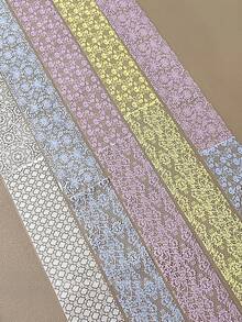 Beautizon Nailartlab 10片法式溫柔蕾絲花卉美甲轉印紙，馬卡龍淡粉黃藍白鏤空透視小碎花超薄轉印箔 DIY仙女婚禮美甲貼紙美甲用品 - 彩色 - 查看 4