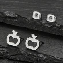 1 Pair For Exquisite Mini Stainless Steel Fishbones, Pencils, Apples, Butterflies, Fish Earrings, Jewelry Accessories - Silver - View 15