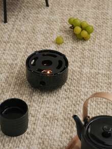 黑色陶瓷茶暖爐，高級高端茶壺保溫器，小型家用茶具，奢華風格茶暖爐 - 黑色 - 查看 8