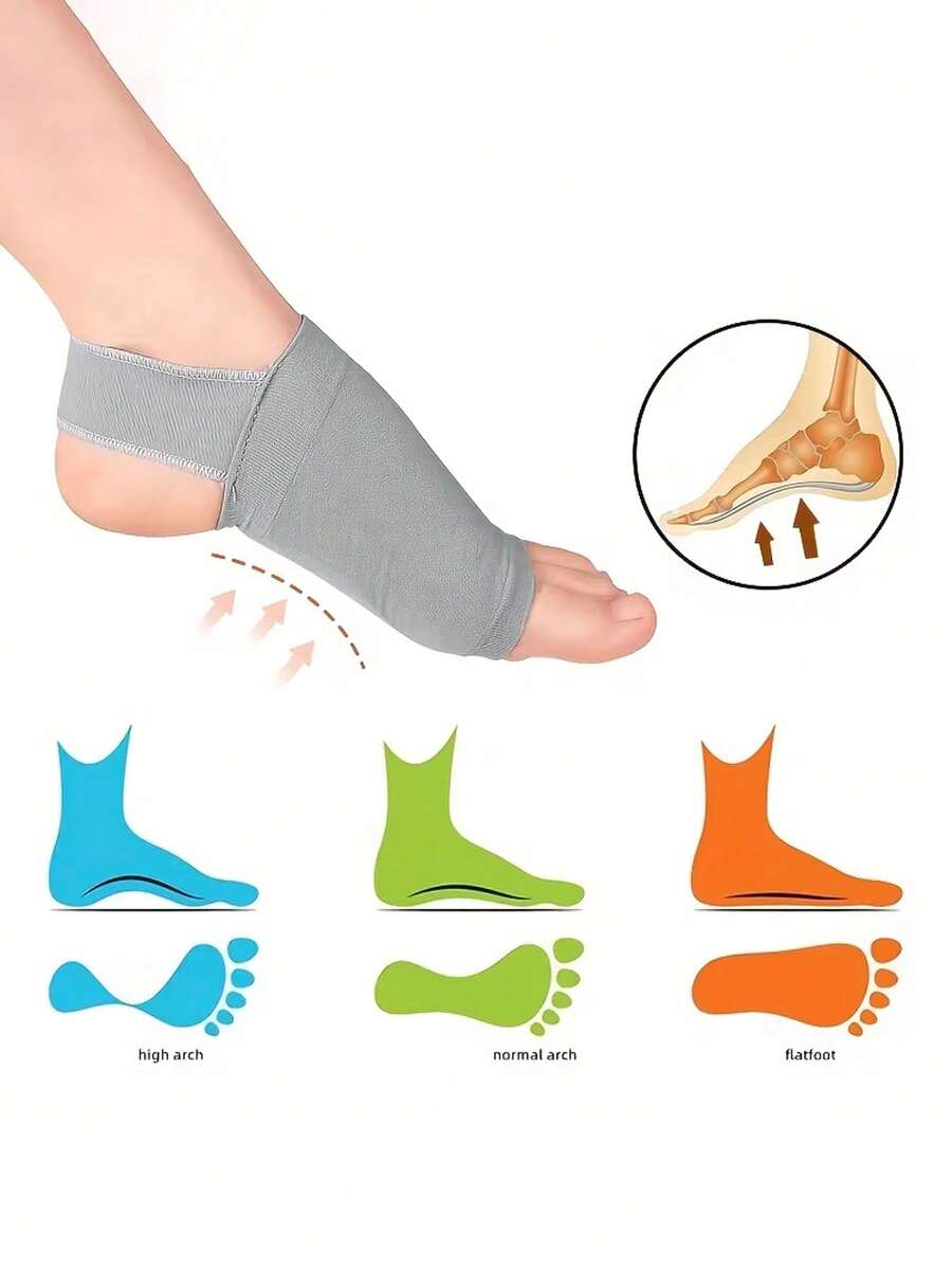 1 Pair Bandage Arch Support Foot Pads, Arch Socks - No Tightness, No Slipping, High Elasticity & Breathable; Foot Support Bandage; With Gel Pad - Durable & Breathable Protective Gear; Provides Support For Sports; Comfortable & Snug Foot Support Band; Unisex, All Season