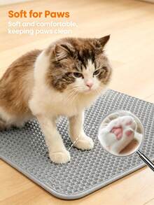 Cat Litter Trapping Mat, Double-Layer Honeycomb Design Large Aperture Litter Recovery Mat, Anti-Urine Cat Litter Box Mat, Multi-Size Full Coverage Mat, Khaki/Green/Grey - Multicolor - View 4