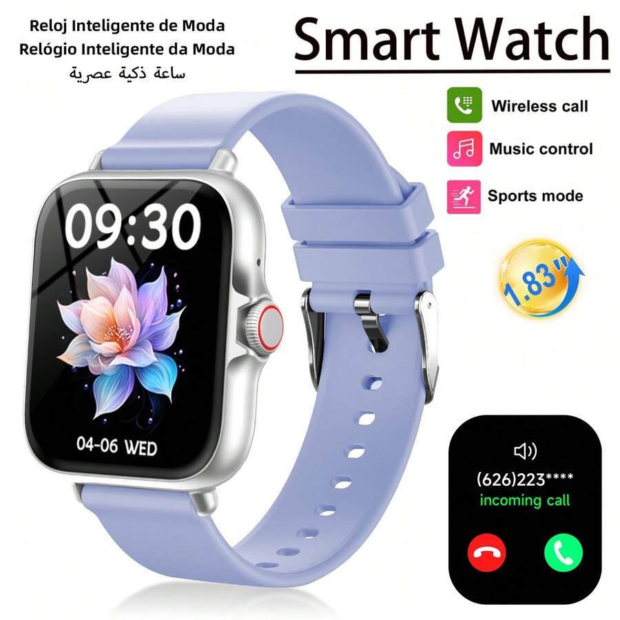 1 pieza Reloj inteligente deportivo unisex con pantalla táctil HD, correa de silicona cómoda, seguimiento de fitness, notificación de mensajes, seguimiento de calorías y distancia, control de música, cámara remota, compatible con smartphones, para el Día del Padre y uso diario