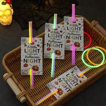 48 piezas Tarjetas de decoración con palos luminosos de Halloween, patrón de fantasma blanco y calabaza, decoración del hogar de Halloween, decoración de fiesta de Halloween, recuerdos de fiesta, suministros para fiesta de Halloween - A - Ver 12