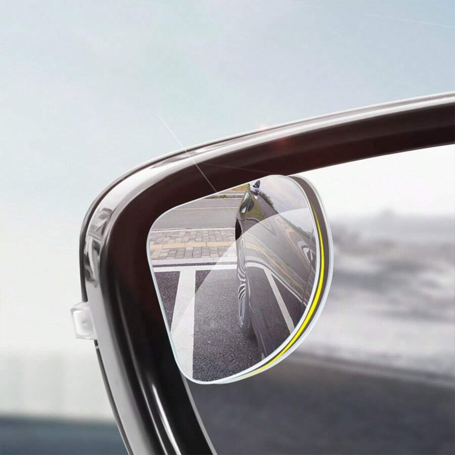 2件組 360°旋轉無框汽車後視盲點鏡，長橢圓玻璃後視小圓鏡，360°可調廣角超高清輔助反光鏡