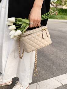 New Hand-Held Box Bag, Minimalist Fashion Shoulder Crossbody Bag - Khaki - View 6