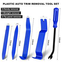 EldHus 5 Pcs Car Trim Removal Tool Kit Upholstery Tools, Auto Clip Removal Pry Tool For Door Dash Dashboard Panel Fastener Remover, Push Pin Puller Body Repair Tools, Red-Blue - B - View 7