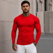 Men's Thermal Shirt Second Skin UV Protection Thermal Blouse - 紅色 - 查看 4
