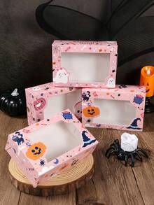 6pcs Pink Halloween Window Stickers Gift Box, Pumpkin Packaging Box, Home & Party Decoration Set, Holiday Commemorative Gift; Girly Aesthetic Decor, Suitable For Halloween Home Decor, Theme Party, Holiday Gifting And Best Friend Surprise Gift - Halloween Pink Gift Box - View 8