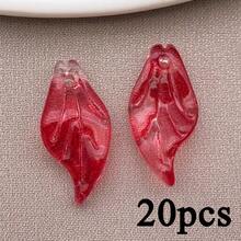 20pcs Glass Colored Leaf Pendant Jewelry Making DIY Earrings Pendant Various Design Charms For Jewelry Making Bracelets Necklace - Multicolor - View 13
