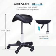 Rolling Saddle Stool, Swivel Salon Chair, Ergonomic Faux Leather Stool, Adjustable Height With Wheels For Spa, Salon, Massage, Office, Black-XY758296 - Multicolor - View 7
