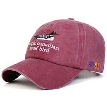 1pc Women's STUPID CANADIAN WOLF BIRD Letter Embroidered Washed Baseball Cap, Street Fashion Hat, Outdoor Sun Protection Casual Cap, Spring/Autumn Travel Beach Vacation - Multicolor - View 8