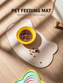 1pc Silicone Pet Feeding Mat, Waterproof Anti-Slip Anti-Splatter Design, Keeps Feeding Area Clean, Easy To Clean, Suitable For Cats And Dogs, Fits Various Bowl Sizes, Helps Keep Floor Dry And Clean - Multicolor - View 5
