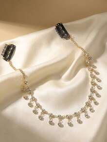 XYHEALER Rhinestone Crystal Forehead Chain Bohemian Tassel Hair Chain Bridal Wedding Hair Accessories Hair Clip For Women And Girls - Multicolor - View 5