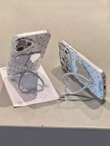 1 ốp lưng điện thoại sang trọng hình trái tim gắn gương và đá rhinestone, có giá đỡ, khung camera đính đá lấp lánh, tương thích với iPhone 17 Pro Max 17 Pro 17 Air 16 15 14 13 12 11 Pro Max và 18 Pro Max 18 Pro, ốp lưng thời trang bảo vệ điện thoại - trắng - Xem 4