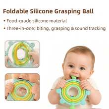 Rotatable Silicone Teething Toy, Baby Teether, Bell-Shaped, Multi-Texture, Colorful, Relieves Teething Pain, Freezer - 綠色 - 查看 4