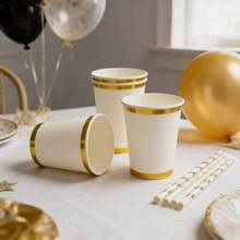10/20/30/40/50pcs Elegant Gold Foil Rim Paper Cups, Suitable For Hot And Cold Drinks, Perfect For Parties, Picnics, Travel And Various Occasions, Ideal For Any Occasion And Birthday Celebrations - Multicolor - View 6