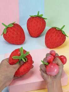 1pc Strawberry Squishy Stress Relief Toy, Color-Changing Squeeze Toy, Elastic Rebound, Cute Strawberry Shape, Light-Activated Color Change, Suitable For Adults/Daily Use - Multicolor - View 8