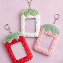 Strawberry Filled Photo Card Holder Keychain, Soft Fluffy 3-Inch Idol Photo Card Holder, Cute Pretty Photo Card Display Storage Bag Pendant, Suitable For Fans - Multicolor - View 5