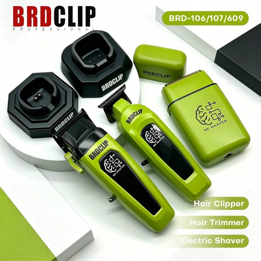 BRDCLIP Professional Hair Clipper Set, Adjustable Hair Clipper 10000RPM Electric Shaver, Reciprocating Shaver For Men With Base BRD-106 BRD-107 BRD-609 - Multicolor - View 1