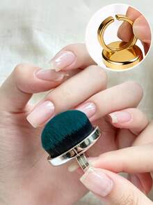 Metal Ring Nail Dust Brush, Stiff Bristle DIY Nail Brush, Professional Dust Removal Makeup Brush, Nail Care Tool - Multicolor - View 1