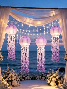 8/10 Inch Gradient Jellyfish Paper Lantern Hanging Decor, Ocean Theme Decoration, Suitable For Pool Party, Indoor/Outdoor Space, Wedding And Birthday - Multicolor - View 5