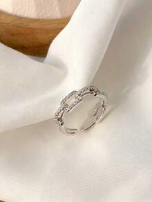 Women's Single Fashionable Personalized Silver Chain Zirconia Copper Alloy Ring - Silver - View 2