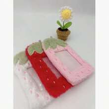 Strawberry Filled Photo Card Holder Keychain, Soft Fluffy 3-Inch Idol Photo Card Holder, Cute Pretty Photo Card Display Storage Bag Pendant, Suitable For Fans - Multicolor - View 6