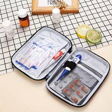 Bolsa de medicina portátil mini, kit de primeros auxilios de viaje, bolsa de almacenamiento de medicamentos, kit de supervivencia, caja de pastillas, emergencia al aire libre, camping, vuelta al colegio - Ver 7