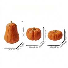 3pcs/Set, Resin Pumpkin Decor - Modern Geometric Autumn Sculpture, Suitable For Home, Office And Thanksgiving Celebration - Three-pumpkin Set - Orange - View 3