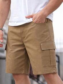 3pcs Teen Boys Casual Sports Personalized Pocket Bermuda Cargo Shorts Spring Summer Autumn - Black - View 4