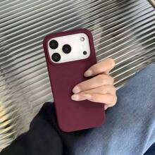 純白色液態矽膠 3 層全包覆軟膠手機殼 防震保護套 附防刮微纖維內裡，適用 17 17 Air 17 Pro 17 Pro Max 13 11 16 Pro Max 15 14 Plus 12 春季禮物 - 酒紅色 - 查看 2
