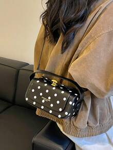 女款時尚單肩斜跨包，休閒百搭小方型手提包，適合外出、旅行、購物 - 黑色 - 查看 6