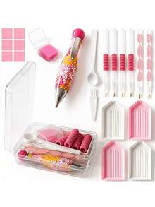 Diamond Painting Pen Set With Storage Box, 5D Craft Tool Kit, Suitable For Beginners And Adults, Includes Pointed Diamond Pen, Wax Pad And Finishing Tray, Perfect For Home Decor - A - View 10
