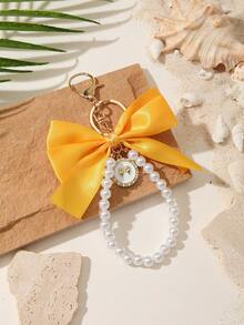 1pc Fashion Minimalist Faux Pearl Bow Keychain, Suitable For Bag Accessories, Keyring Pendant, Best Gift For Friends, Party Favor - Multicolor - View 11