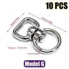 HSDOUBLE 360° Rotatable Silver Metal Swivel Hook Clasp Keyring Connectors, Durable Hardware Clips For Key Chains, Lanyards, Paracord, Handbag DIY Accessories - Model - View 13