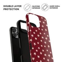 Starway Phone Case| Red Vintage Star Pattern|    IPhone17 Pro Max  IPhone16 15 14  IPhone13 12 Mini Version - White 1 - View 3