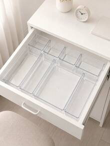 (2026 New Model)Clear Plastic Drawer Organizer Set, Transparent Plastic Modular Stackable Storage Trays For Makeup, Jewelry, Stationery, Bedroom Bathroom Office Drawer Organization, Back To School Dorm Room Essentials, Fall Home Storage - Multicolor - View 11