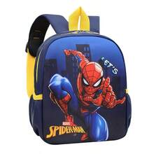 開學季 Disney Marvel Avengers 蜘蛛人女款時尚機能後背包，卡通輕量防水耐磨牛津布，高清全印蜘蛛人圖案，黃藍對比配色，護脊透氣減壓肩帶，雙拉鍊大容量主層，側邊網袋水壺袋，分層收納，熱門書包，動漫風生日禮物，百搭書包 - 肩膀包 - 查看 2