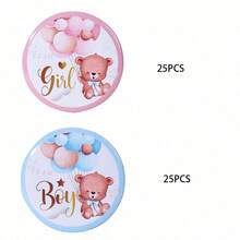 Set, Gender Reveal Button Badges Team Button Bear Themed Party Supplies Pink And Blue Team Pins For Guests Parent-To-Be Celebration Souvenirs Voting Brooch Decoration - Style 1 - View 26