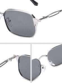 1 Pair Casual Metal Solid Color Round Sunglasses For Men, Design, Suitable For Street Photography, Party, Fishing, Outdoor Leisure Activities, Dating Outfit And More - Multicolor - View 6