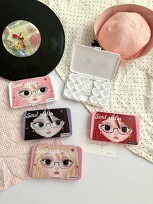 eyekan Ins Sweet Cool Girl Cartoon Contact Lens Case Multi-Piece Set, Portable Contact Lens Storage Box, Travel Contact Lens Container, Cute And Beautiful Contact Lens Set - View 10