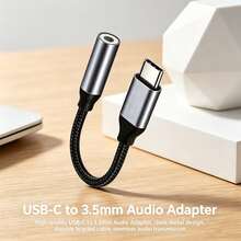 USB-C To 3.5mm Headphone Jack Adapter Converter Cable Compatible With IPhone 17 Pro Max/17 Air/17 Pro/17/16/15/14/13/12, S26/S25/S24/S23/S22/S21, / Series 3.5mm Audio Aux Cable - Black - View 1