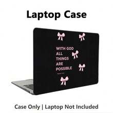 1件式 MacBook 相容保護殼，黑色配粉色蝴蝶結 UV 印刷圖案，筆電保護套，極簡輕量耐用，適用於 MacBook Air Pro 13.3 13.6 14.2 15.3 16.2 吋，適合 13 吋 Neo 筆電保護殼 A3404 機型 - 查看 5