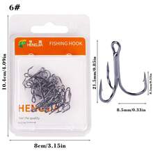 HENGJIA Black Fishing Treble Hooks Kit, 20pcs/box, High Carbon Steel Hooks For Saltwater Fishing, With Size 2/4/6/8/10/12/14, Strong & Sharp Round Bend Design - Black - View 19